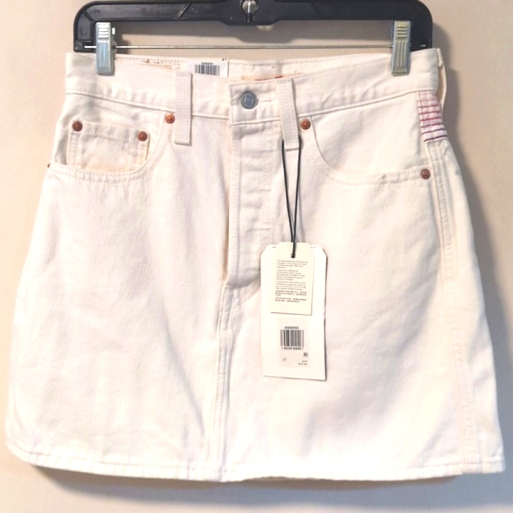 LEVI'S Ribcage Rainbow Denim Mini Skirt 27 - Picture 5 of 16